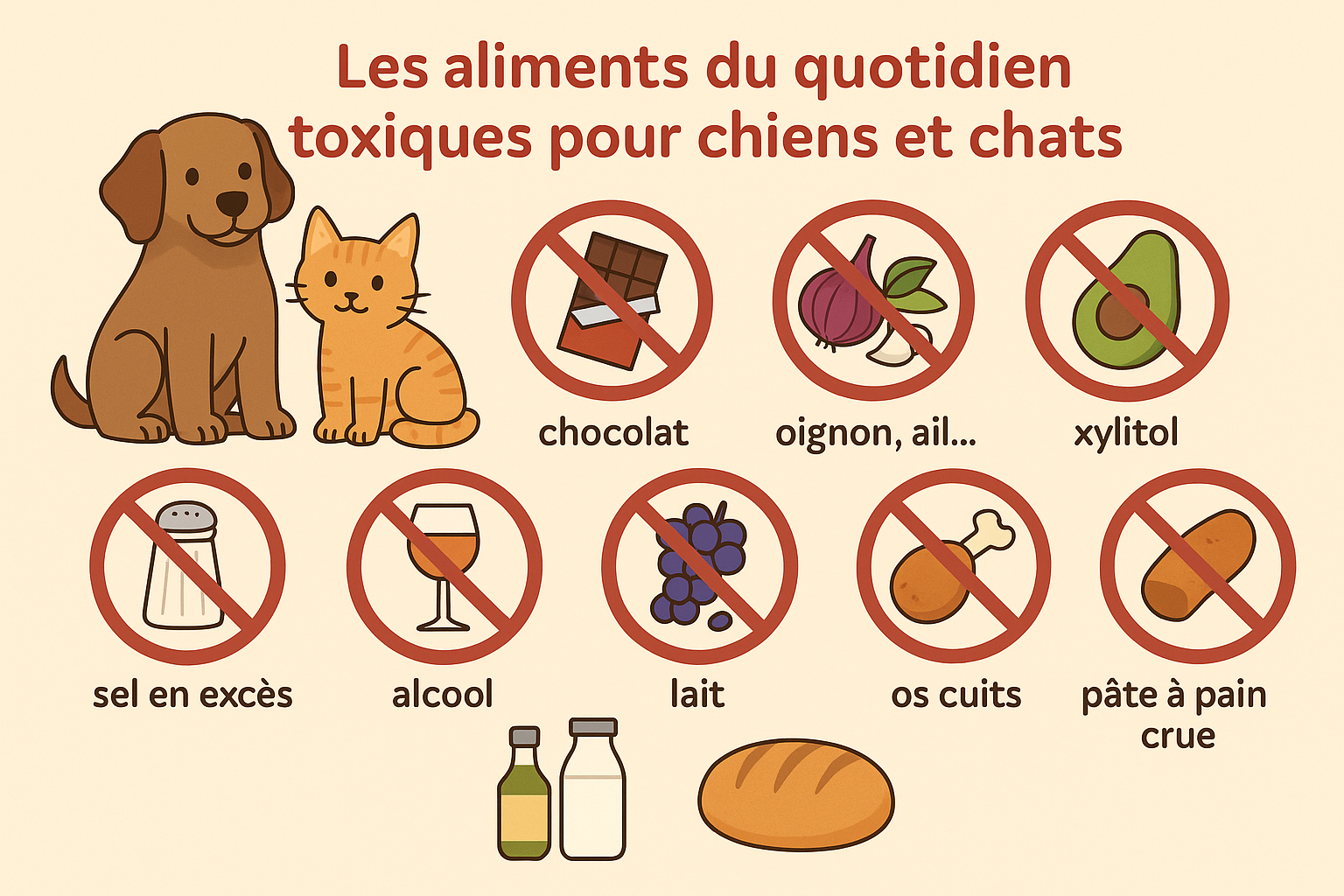 Les aliments du quotidien toxiques pour chiens et chats